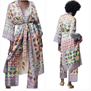 New Zara Geometric Print Kimono Duster Blogger/Influencer Favorite New Small